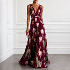 Dianne - Women's Floral Deep V Maxi Dress