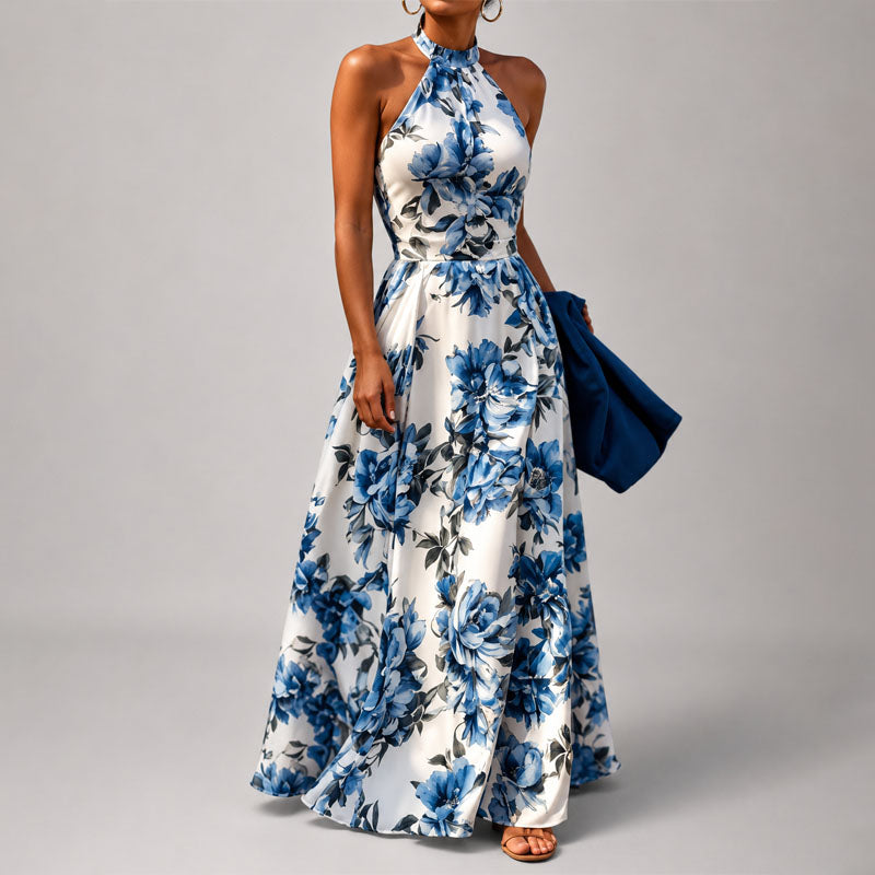 Beatrice - Women's Floral Halter Maxi Dress