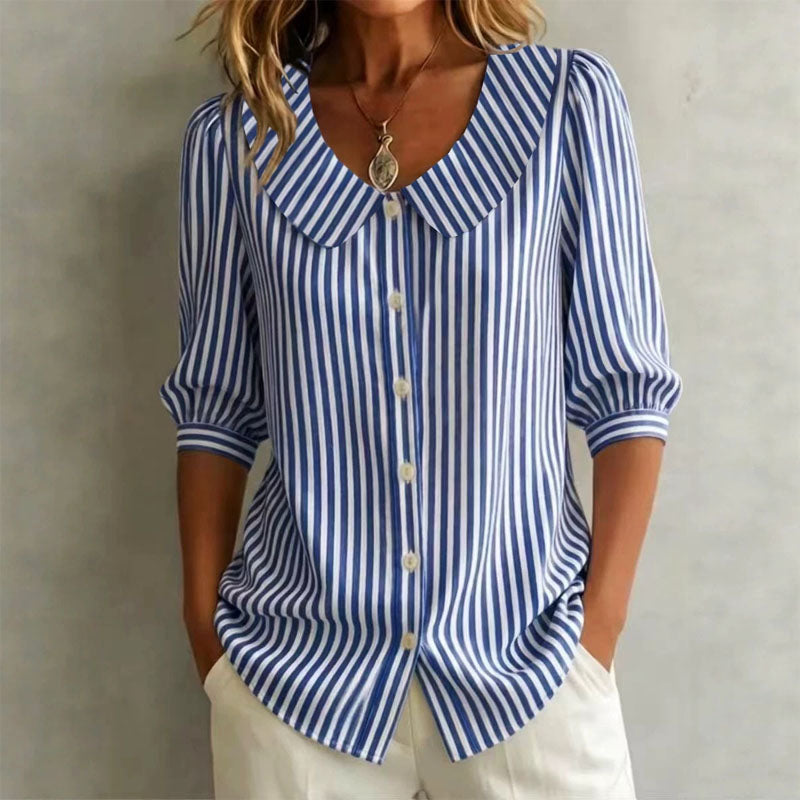 Dixie - Women's Vintage Stripe Button-Up Top
