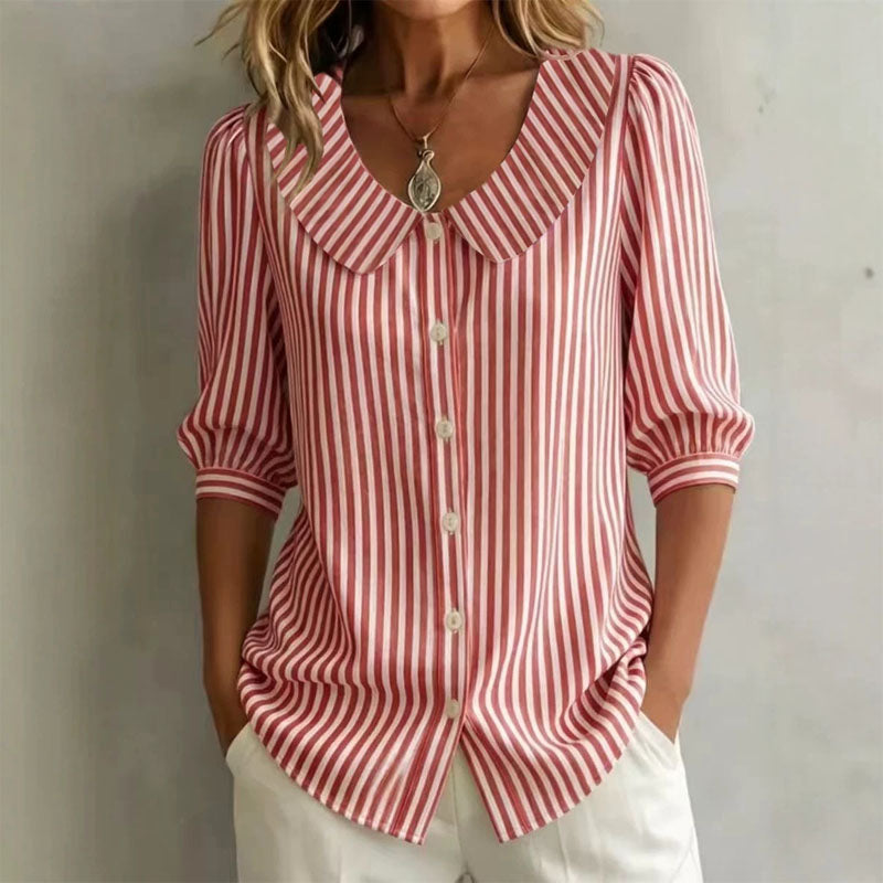 Dixie - Women's Vintage Stripe Button-Up Top