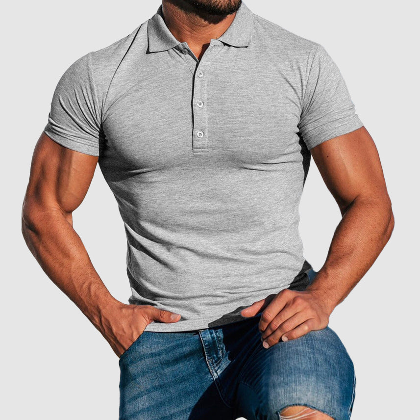 Dustin - Men's Classic Button Collared Polo T-Shirt