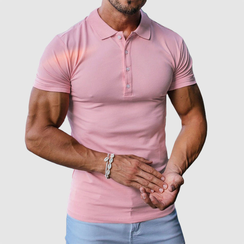 Dustin - Men's Classic Button Collared Polo T-Shirt