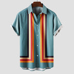 Dustin - Men's Retro Stripe Short-Sleeve Button-Up Shirt