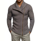 Dusty - Men's Asymmetric Zip Ribbed Knit Cardigan