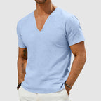 Dylan - Men's Short Sleeve Linen V-Neck Casual T-Shirt