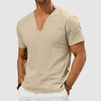 Dylan - Men's Short Sleeve Linen V-Neck Casual T-Shirt