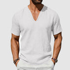 Dylan - Men's Short Sleeve Linen V-Neck Casual T-Shirt