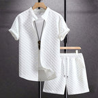 Dylan - Men's Textured Shirt and Shorts Set