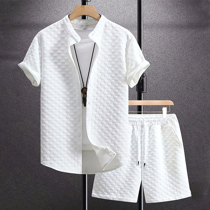 Dylan - Men's Textured Shirt and Shorts Set