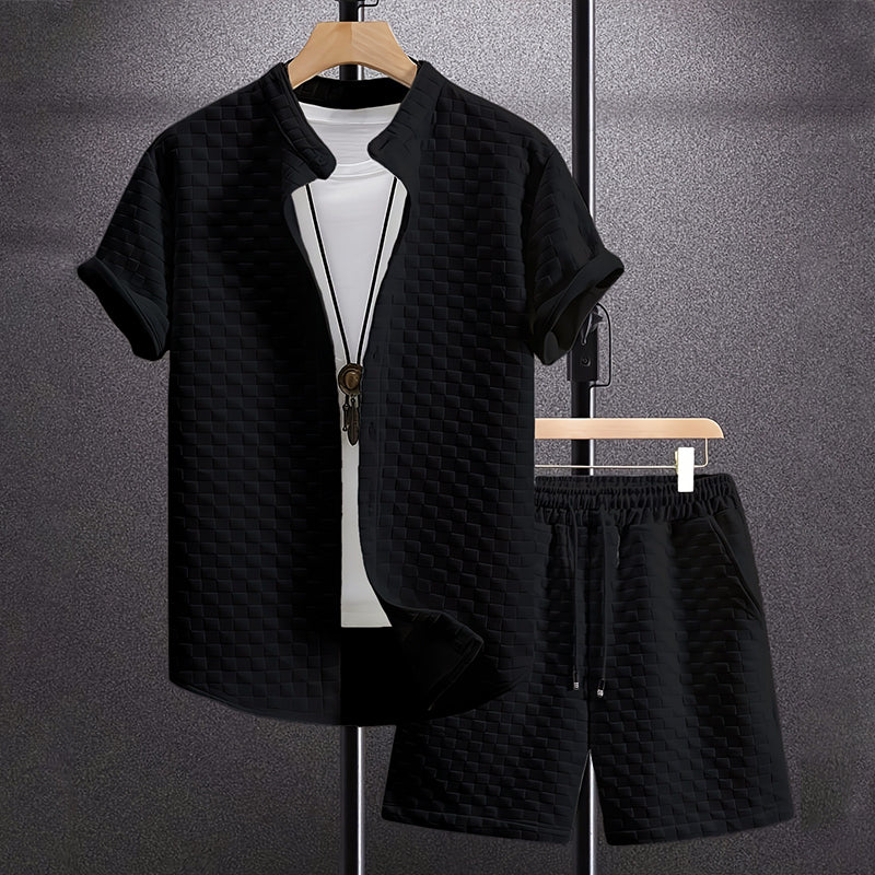 Dylan - Men's Textured Shirt and Shorts Set