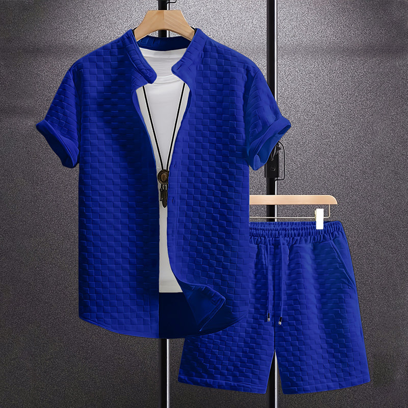 Dylan - Men's Textured Shirt and Shorts Set