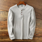 Eitan - Men's Long Sleeve Waffle Knit Henley Shirt
