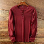 Eitan - Men's Long Sleeve Waffle Knit Henley Shirt