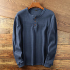 Eitan - Men's Long Sleeve Waffle Knit Henley Shirt