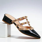 Elizabeth - Women's Studded Pointed Toe Mule Heels