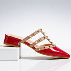 Elizabeth - Women's Studded Pointed Toe Mule Heels