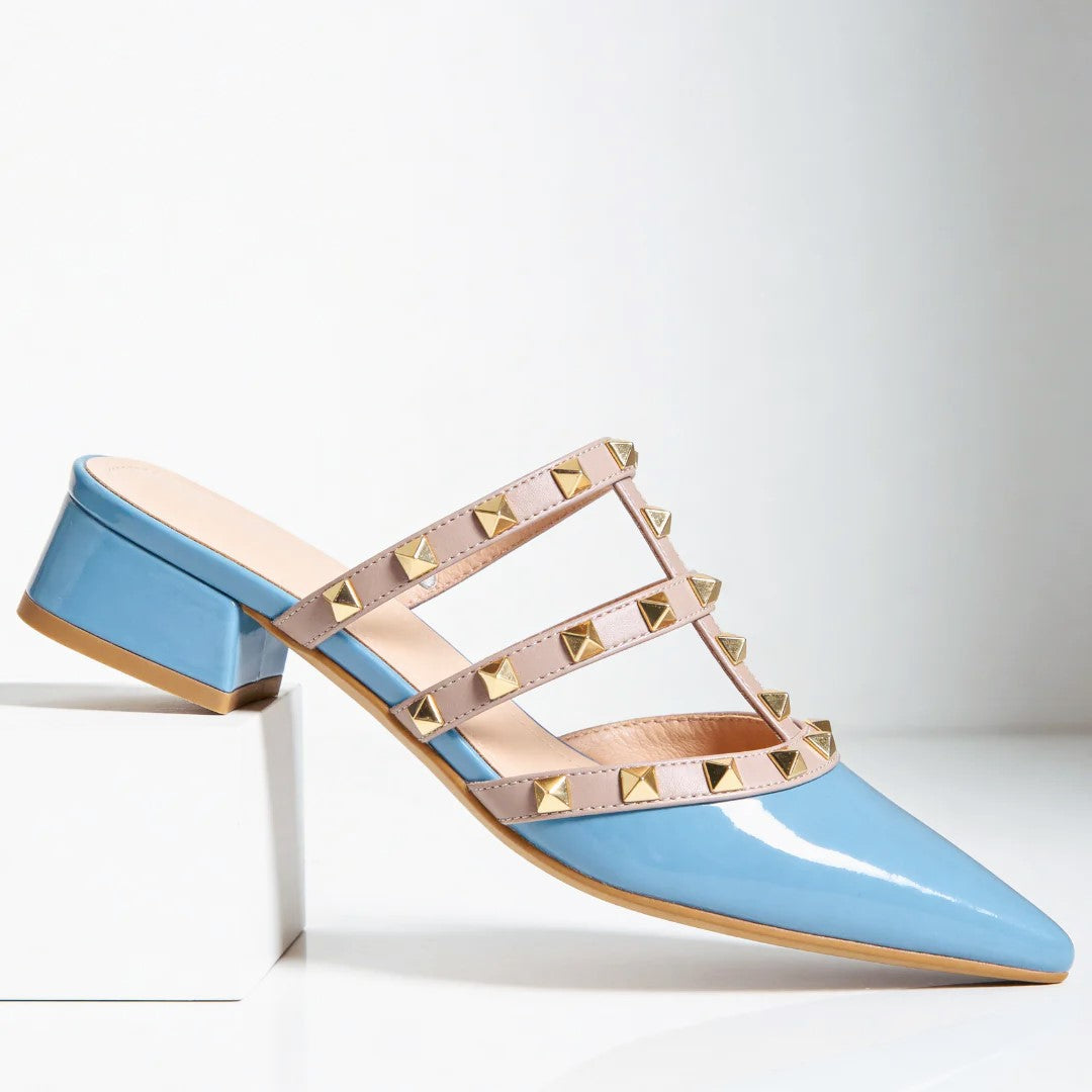 Elizabeth - Women's Studded Pointed Toe Mule Heels