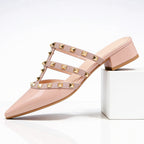 Elizabeth - Women's Studded Pointed Toe Mule Heels