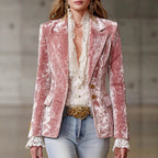 Elspeth - Women's Crushed Velvet Tailored Blazer