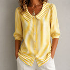 Emelia - Women's Striped Peter Pan Collar Blouse