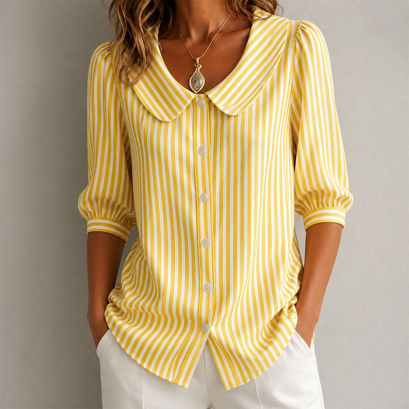 Emelia - Women's Striped Peter Pan Collar Blouse
