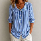 Emelia - Women's Striped Peter Pan Collar Blouse