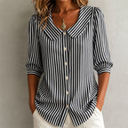 Emelia - Women's Striped Peter Pan Collar Blouse
