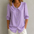 Emelia - Women's Striped Peter Pan Collar Blouse