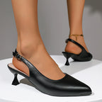 Emely - Women's Pointed Toe Slingback Kitten Heels
