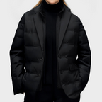 Emily - Women's Down Puffer Blazer Jacket with Lapel Collar