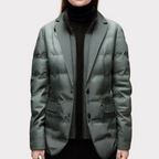 Emily - Women's Down Puffer Blazer Jacket with Lapel Collar