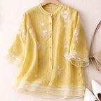 Emma -  Women’s Airy Floral Print Layered Blouse
