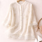 Emma -  Women’s Airy Floral Print Layered Blouse