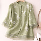 Emma -  Women’s Airy Floral Print Layered Blouse