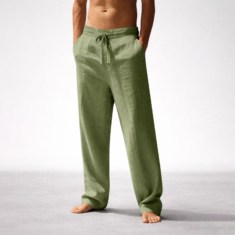 Ethan - Straight Leg Pants with Elastic Waistband