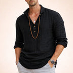 Ethan - Men's Linen Button Collar Long Sleeve Shirt