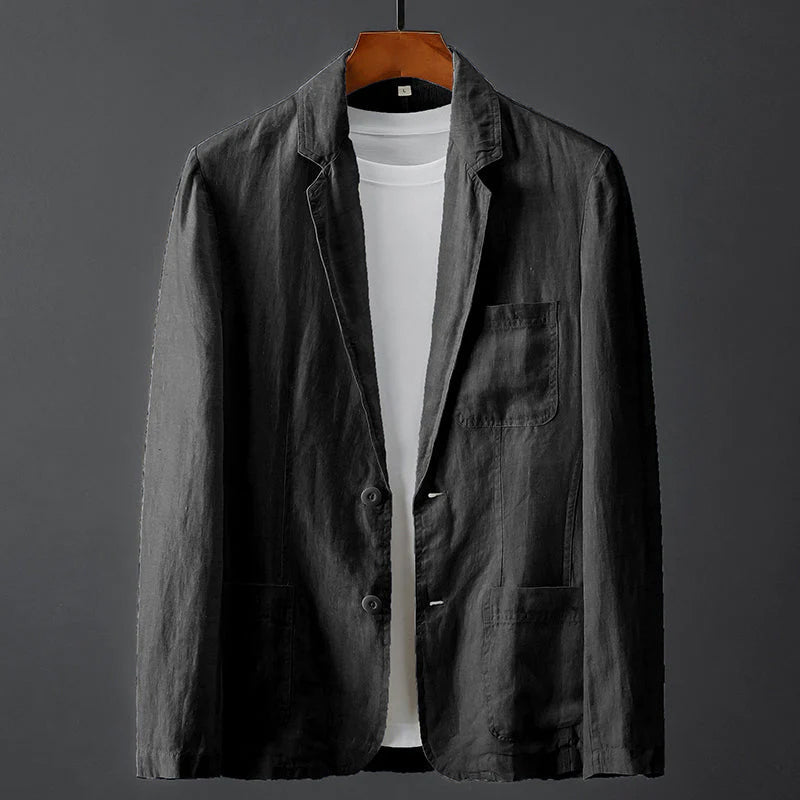 Ethan - Men's Linen Casual Patch Pocket Blazer
