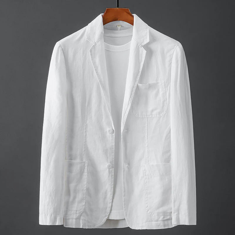 Ethan - Men's Linen Casual Patch Pocket Blazer