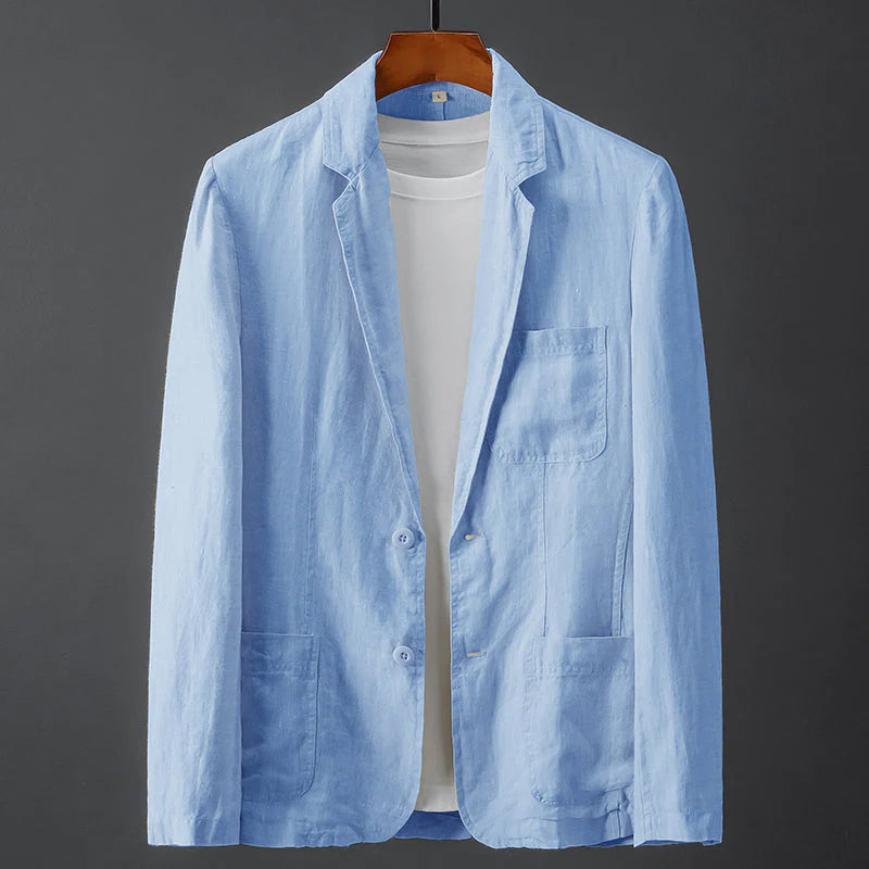 Ethan - Men's Linen Casual Patch Pocket Blazer