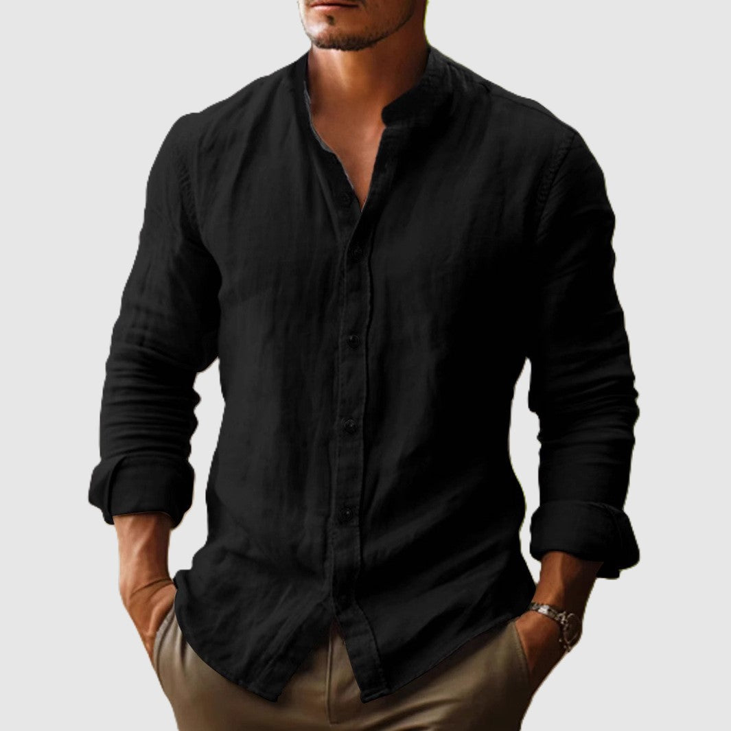 Ethan - Men's Stand Collar Long Sleeve Shirt