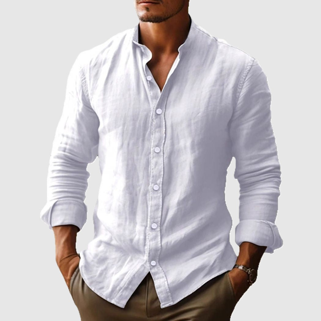 Ethan - Men's Stand Collar Long Sleeve Shirt