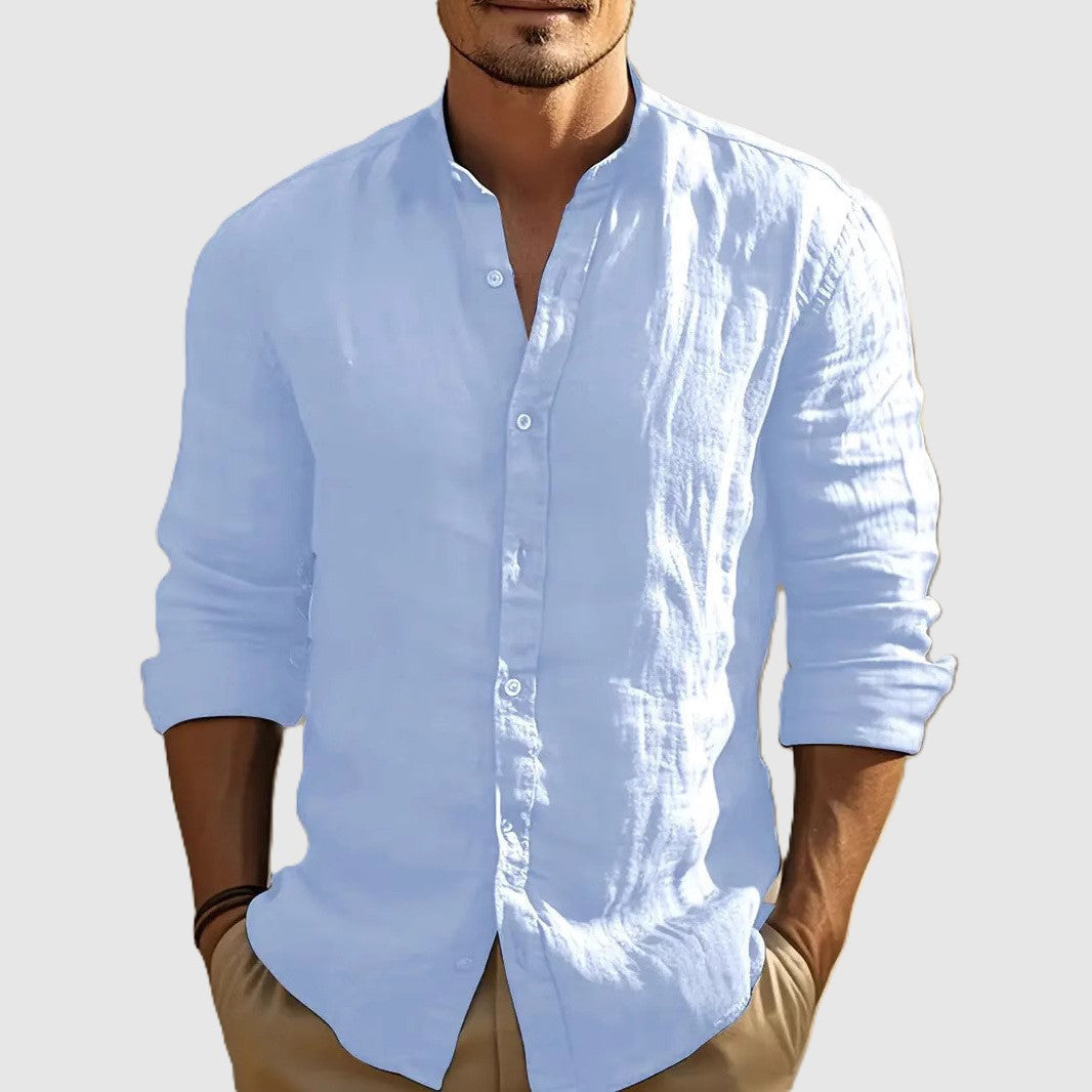 Ethan - Men's Stand Collar Long Sleeve Shirt