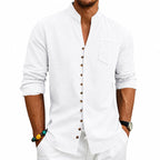 Ethan - Men's V-Neck Button Down Long Sleeve Shirt
