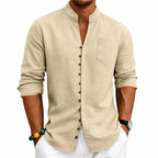 Ethan - Men's V-Neck Button Down Long Sleeve Shirt