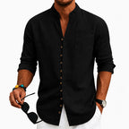 Ethan - Men's V-Neck Button Down Long Sleeve Shirt