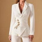 Evelynn - Women's Ruched Waist Two-Piece Suit Set
