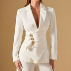 Evelynn - Women's Ruched Waist Two-Piece Suit Set