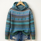 Evory - Women's Knit Patterned Hoodie 1