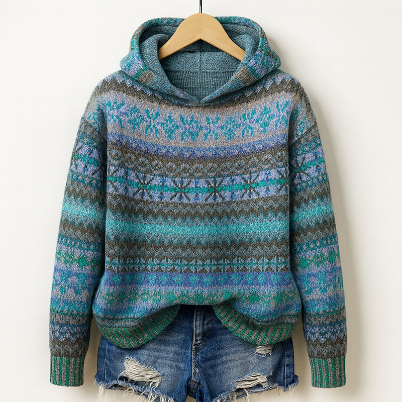 Evory - Women's Knit Patterned Hoodie 1