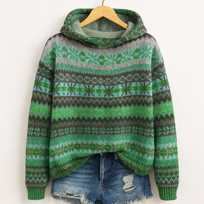Evory - Women's Knit Patterned Hoodie 2